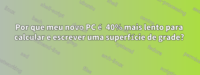 Por que meu novo PC é 40% mais lento para calcular e escrever uma superfície de grade?