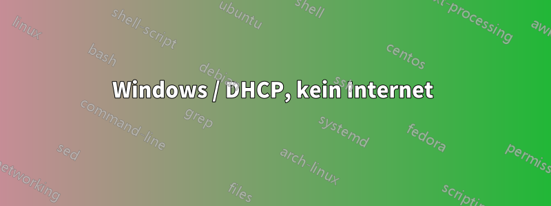 Windows / DHCP, kein Internet