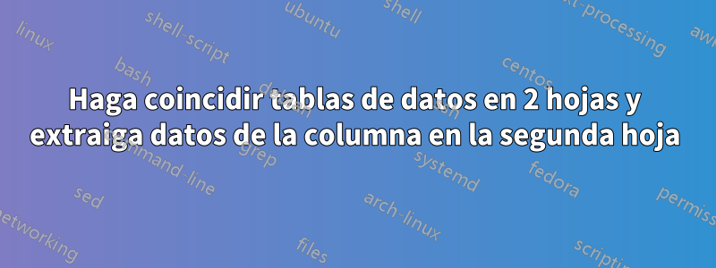Haga coincidir tablas de datos en 2 hojas y extraiga datos de la columna en la segunda hoja