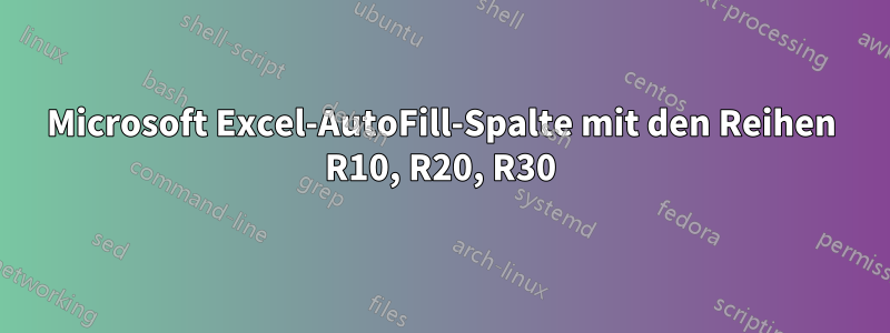 Microsoft Excel-AutoFill-Spalte mit den Reihen R10, R20, R30