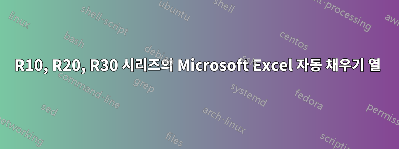 R10, R20, R30 시리즈의 Microsoft Excel 자동 채우기 열