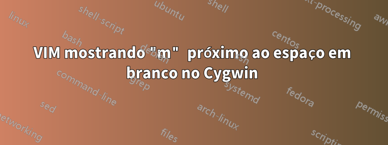 VIM mostrando "m" próximo ao espaço em branco no Cygwin