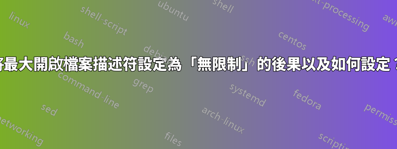 將最大開啟檔案描述符設定為「無限制」的後果以及如何設定？