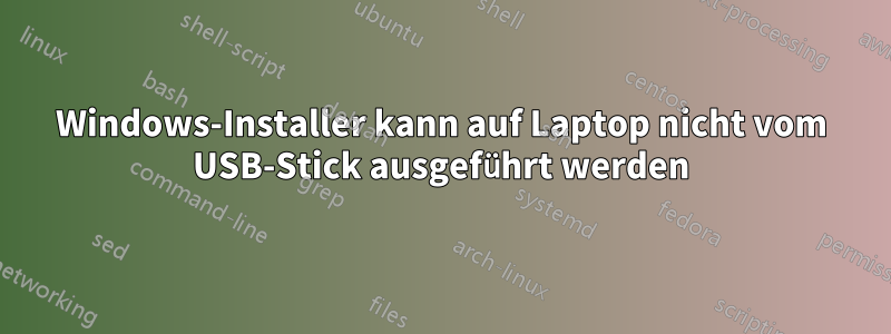 Windows-Installer kann auf Laptop nicht vom USB-Stick ausgeführt werden