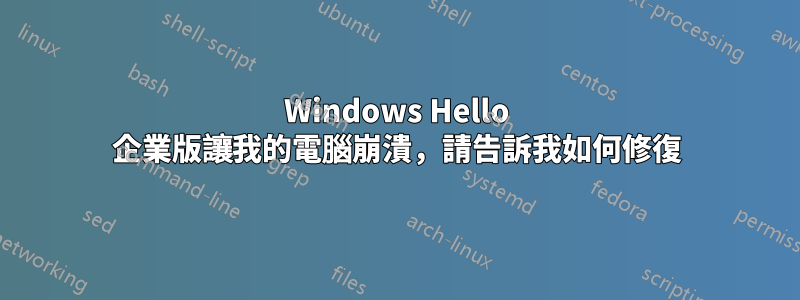 Windows Hello 企業版讓我的電腦崩潰，請告訴我如何修復