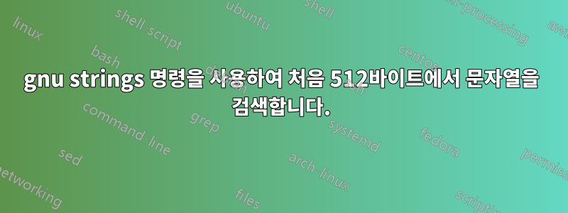 gnu strings 명령을 사용하여 처음 512바이트에서 문자열을 검색합니다.