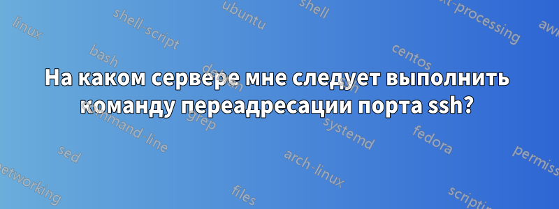 На каком сервере мне следует выполнить команду переадресации порта ssh?