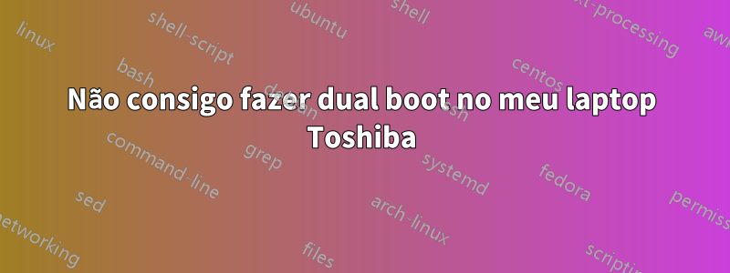 Não consigo fazer dual boot no meu laptop Toshiba