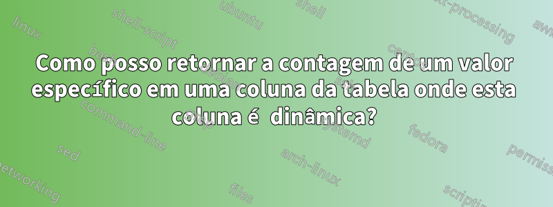 Como posso retornar a contagem de um valor específico em uma coluna da tabela onde esta coluna é dinâmica?