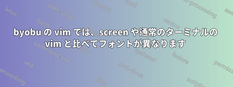 byobu の vim では、screen や通常のターミナルの vim と比べてフォントが異なります
