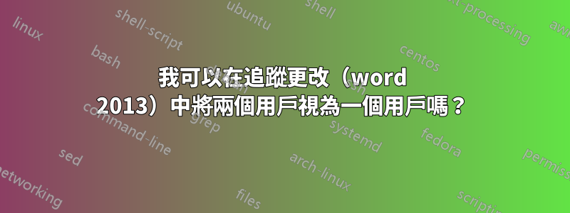 我可以在追蹤更改（word 2013）中將兩個用戶視為一個用戶嗎？