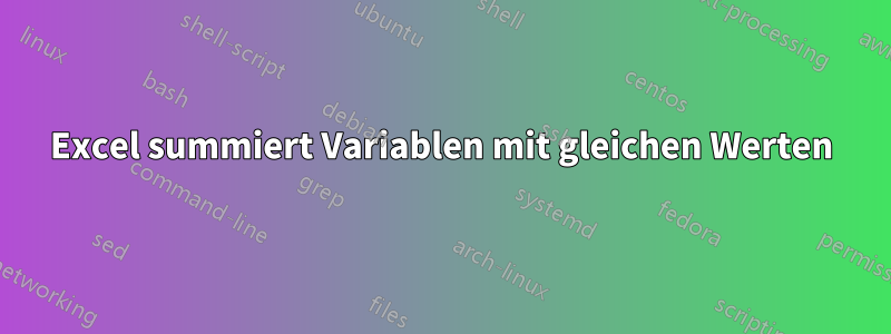 Excel summiert Variablen mit gleichen Werten
