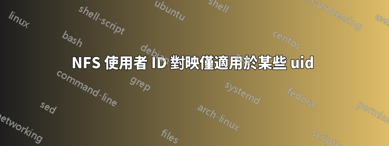 NFS 使用者 ID 對映僅適用於某些 uid