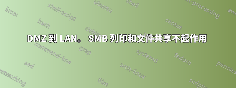 DMZ 到 LAN。 SMB 列印和文件共享不起作用