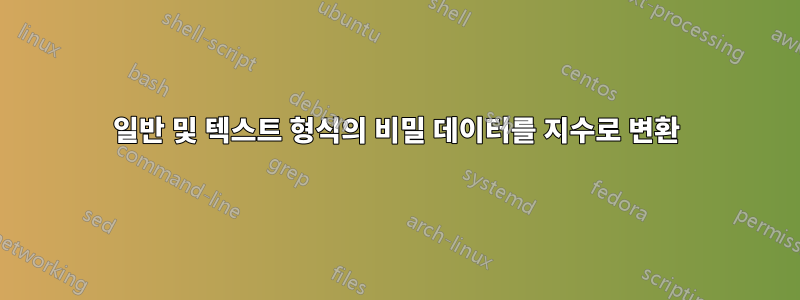 일반 및 텍스트 형식의 비밀 데이터를 지수로 변환