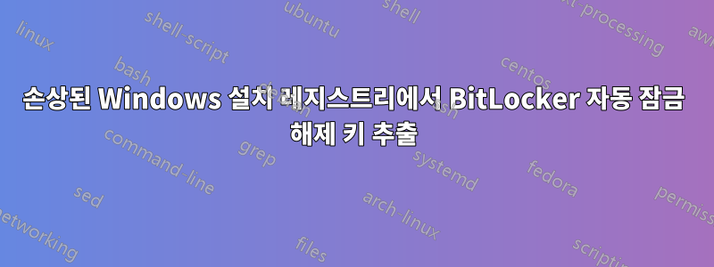 손상된 Windows 설치 레지스트리에서 BitLocker 자동 잠금 해제 키 추출