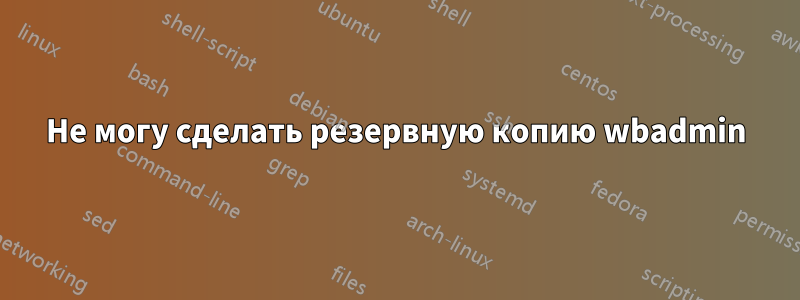Не могу сделать резервную копию wbadmin