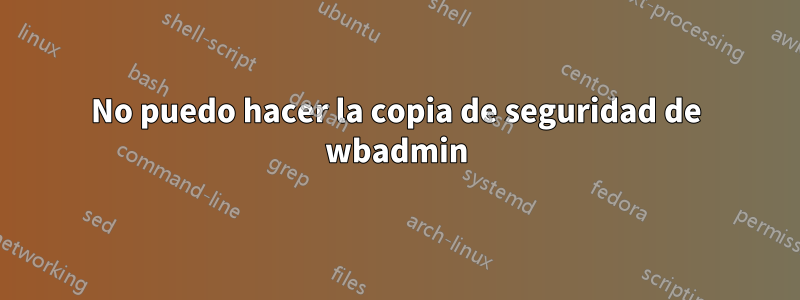 No puedo hacer la copia de seguridad de wbadmin