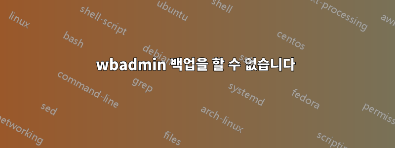 wbadmin 백업을 할 수 없습니다