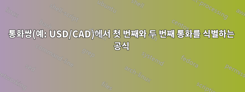 통화쌍(예: USD/CAD)에서 첫 번째와 두 번째 통화를 식별하는 공식