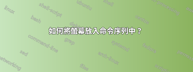 如何將螢幕放入命令序列中？