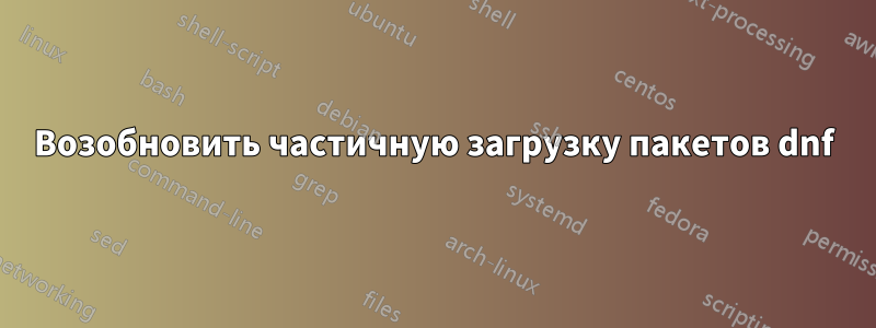 Возобновить частичную загрузку пакетов dnf