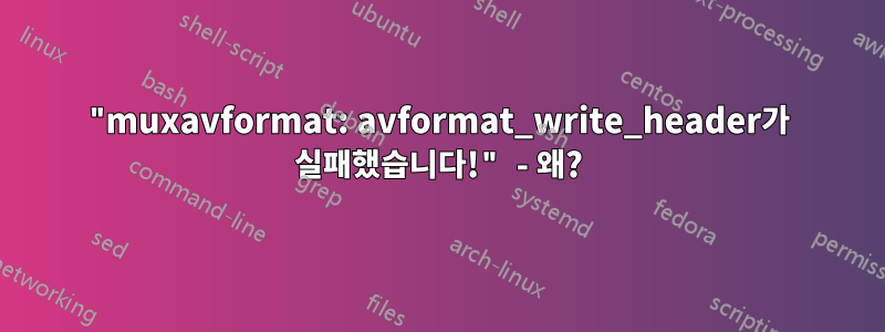 "muxavformat: avformat_write_header가 실패했습니다!" - 왜?