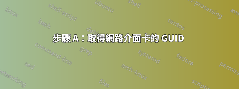 步驟 A：取得網路介面卡的 GUID