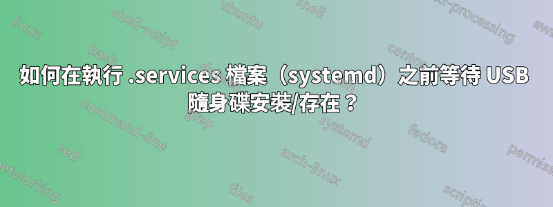 如何在執行 .services 檔案（systemd）之前等待 USB 隨身碟安裝/存在？