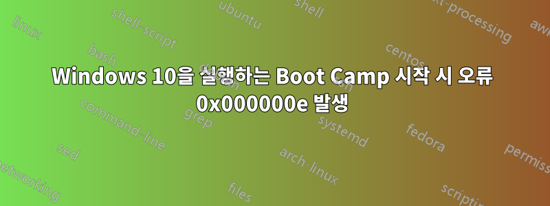 Windows 10을 실행하는 Boot Camp 시작 시 오류 0x000000e 발생