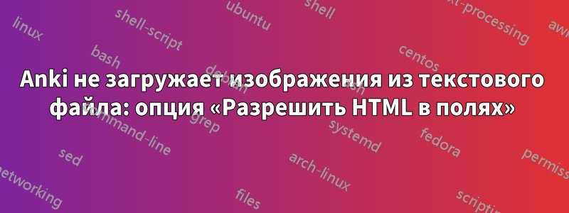 Anki не загружает изображения из текстового файла: опция «Разрешить HTML в полях»