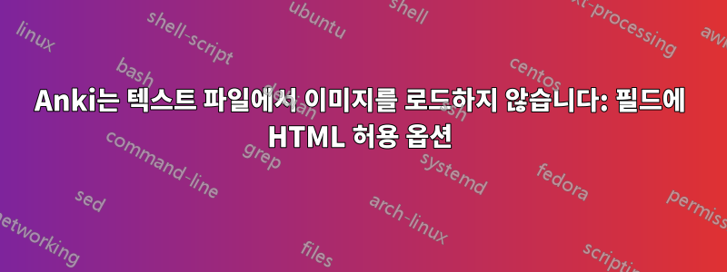 Anki는 텍스트 파일에서 이미지를 로드하지 않습니다: 필드에 HTML 허용 옵션