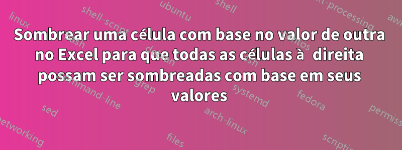 Sombrear uma célula com base no valor de outra no Excel para que todas as células à direita possam ser sombreadas com base em seus valores