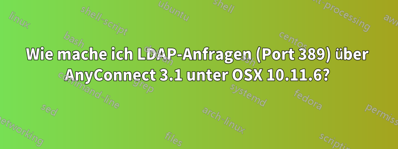 Wie mache ich LDAP-Anfragen (Port 389) über AnyConnect 3.1 unter OSX 10.11.6?