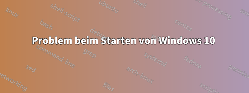 Problem beim Starten von Windows 10