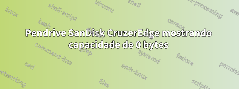 Pendrive SanDisk CruzerEdge mostrando capacidade de 0 bytes