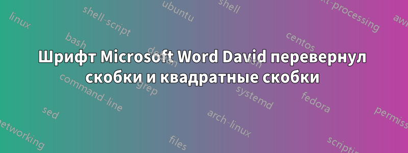 Шрифт Microsoft Word David перевернул скобки и квадратные скобки