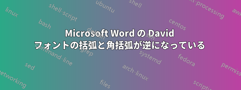 Microsoft Word の David フォントの括弧と角括弧が逆になっている