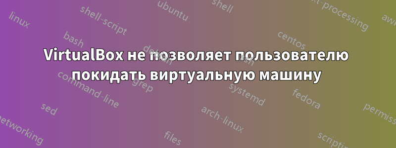 VirtualBox не позволяет пользователю покидать виртуальную машину
