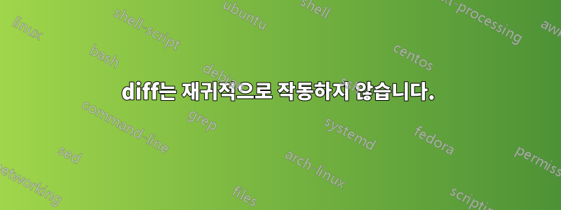 diff는 재귀적으로 작동하지 않습니다.