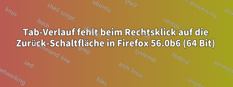 Tab-Verlauf fehlt beim Rechtsklick auf die Zurück-Schaltfläche in Firefox 56.0b6 (64 Bit)