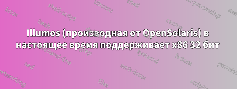 Illumos (производная от OpenSolaris) в настоящее время поддерживает x86 32 бит