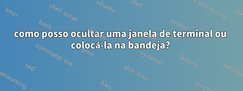 como posso ocultar uma janela de terminal ou colocá-la na bandeja?