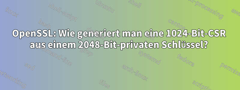 OpenSSL: Wie generiert man eine 1024-Bit-CSR aus einem 2048-Bit-privaten Schlüssel?