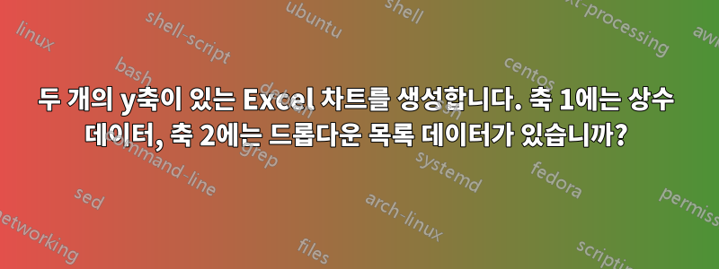 두 개의 y축이 있는 Excel 차트를 생성합니다. 축 1에는 상수 데이터, 축 2에는 드롭다운 목록 데이터가 있습니까?