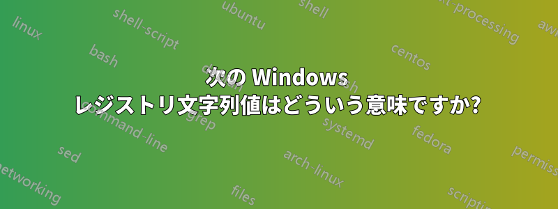 次の Windows レジストリ文字列値はどういう意味ですか?