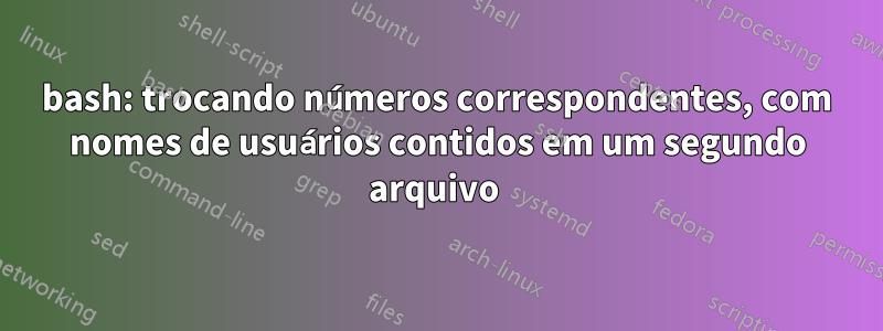 bash: trocando números correspondentes, com nomes de usuários contidos em um segundo arquivo 