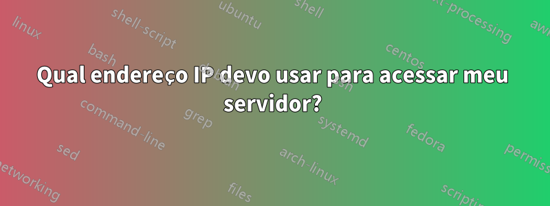 Qual endereço IP devo usar para acessar meu servidor?