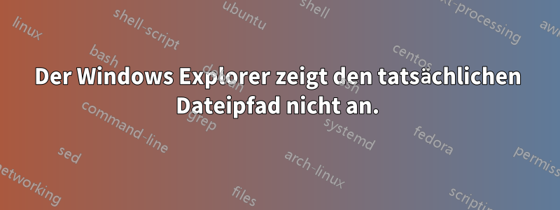 Der Windows Explorer zeigt den tatsächlichen Dateipfad nicht an.