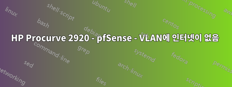 HP Procurve 2920 - pfSense - VLAN에 인터넷이 없음